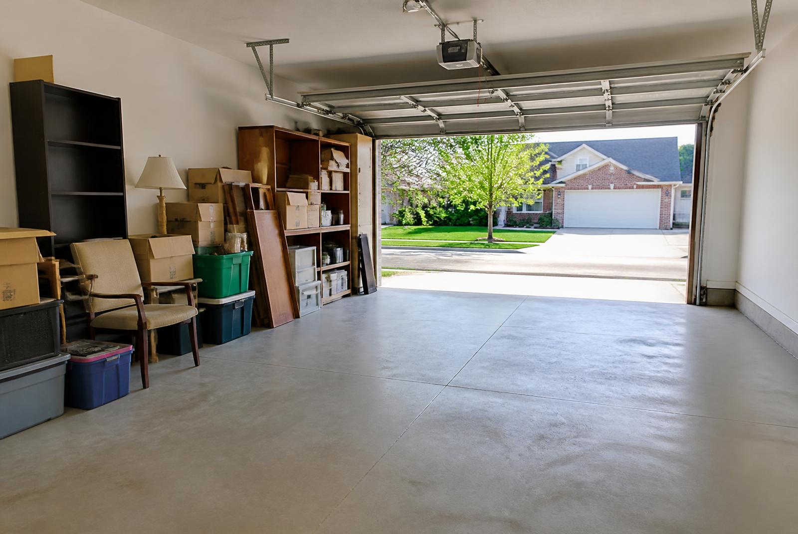 Temporary editorial image of a garage cleanout